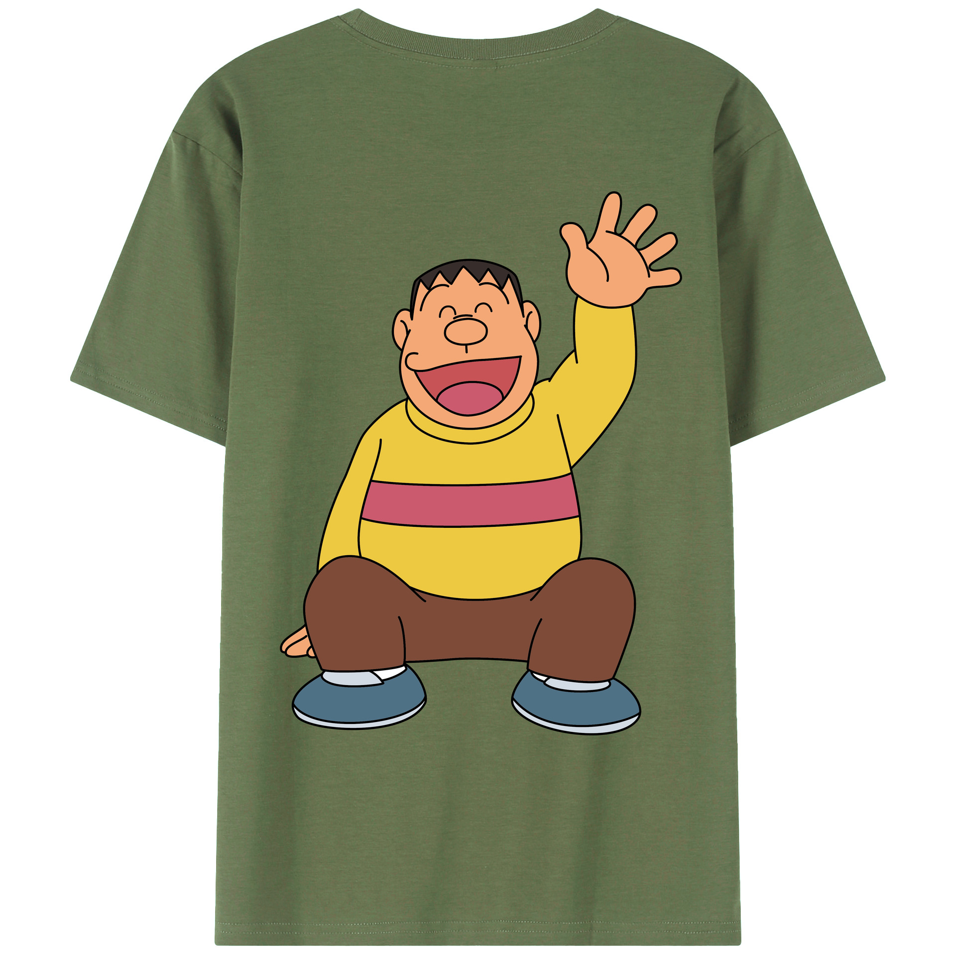 （画像用） ドラえもん 剛田武 Doraemon Gouta Takeshi 綿100％ メンズ半袖Tシャツ（バックプリント） 通気性